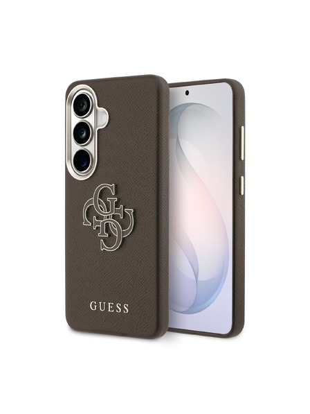 Guess Guess PU Grained 4G Resin Metal Logo Zadnja Črna Zaščita za Samsung Galaxy S26+ Brown