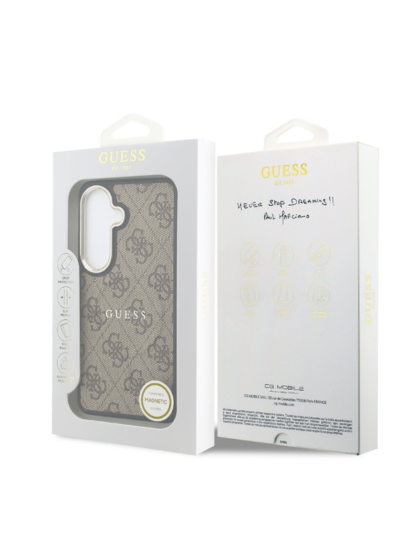 Guess Guess PU Leather 4G Gold Frame Magnetic Zadnja Črna Zaščita za Samsung Galaxy S26+ Brown