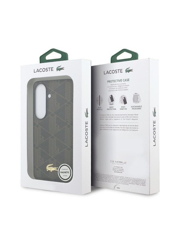 Lacoste Lacoste PVC Blend Monogram Gold Logo Magnetic Zadnja Črna Zaščita za Samsung Galaxy S26+ Brown