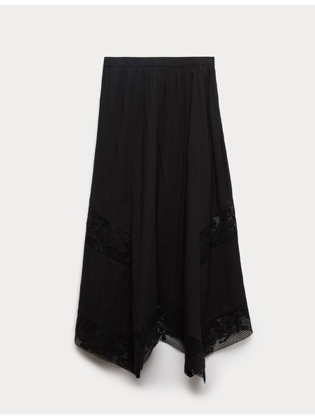 Marks & Spencer Maxi krožna krila s čipko, iz čiste bombaže Marks & Spencer črna