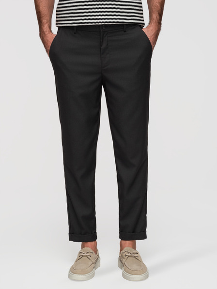Ombre Clothing Moške hlače chino REGULAR FIT z elastičnim pasom – črne V4 P1525 Ombre Clothing
