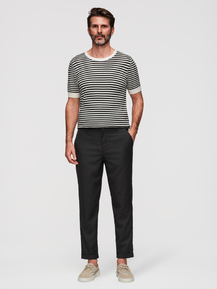 Ombre Clothing Moške hlače chino REGULAR FIT z elastičnim pasom – črne V4 P1525 Ombre Clothing