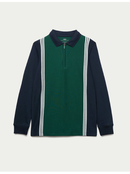 Marks & Spencer Polo majica z dolgimi rokavi iz čistega bombaža (2-16 let) Marks & Spencer zelena