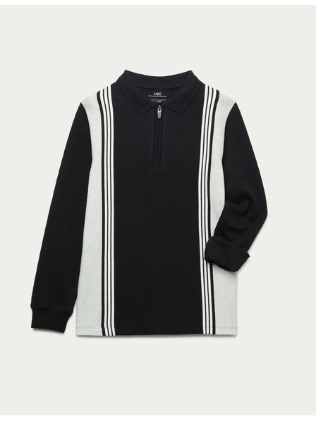 Marks & Spencer Polo majica z dolgimi rokavi iz čistega bombaža (2-16 let) Marks & Spencer črna