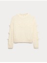 Marks & Spencer Pleteni pulover z napisom (6-16 let) Marks & Spencer kremna