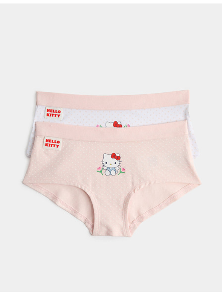 Marks & Spencer Kratke hlače Hello Kitty™ z visok delež bombaža, 2 ks (5–16 let) Marks & Spencer rožnata