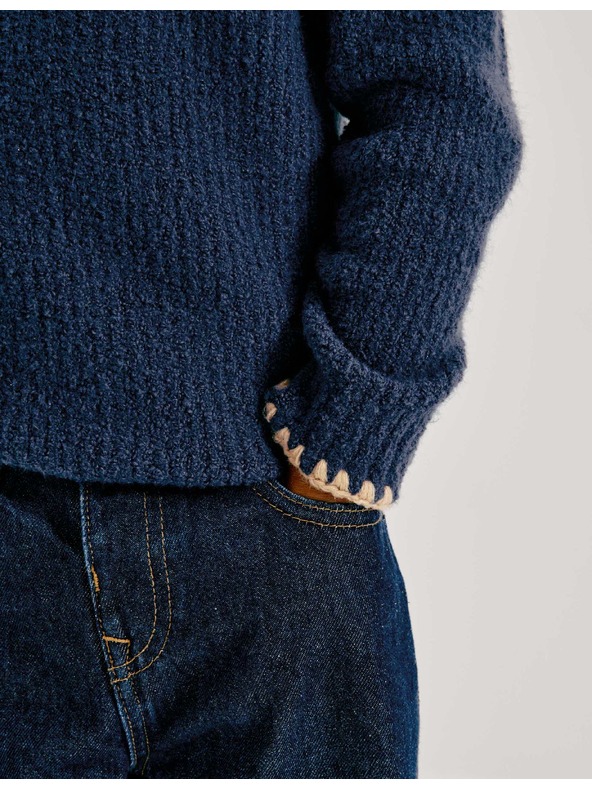 Marks & Spencer Pleten pulover z okroglim izrezom (2–10 let) Marks & Spencer mornarsko modra