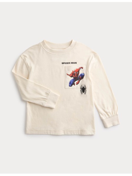 Marks & Spencer Vrhnjega obleka iz cistega bombaža s potiskom Spider-Man™ (2–7 let) Marks & Spencer smetanova