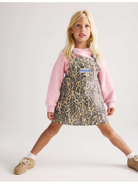 Marks & Spencer Dvodel jeanskeni komplet Leopard Pinny (2–8 let) Marks & Spencer rjava