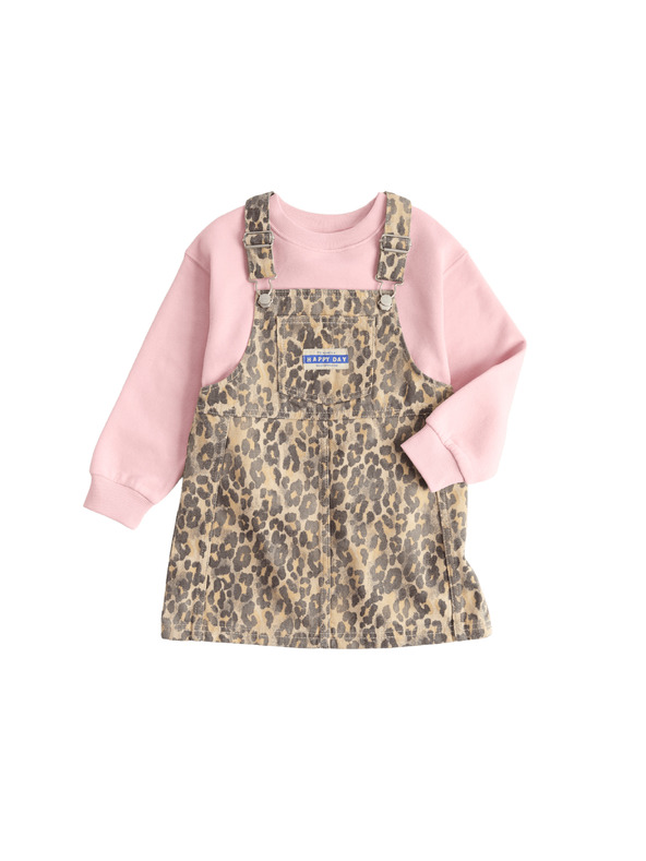 Marks & Spencer Dvodel jeanskeni komplet Leopard Pinny (2–8 let) Marks & Spencer rjava