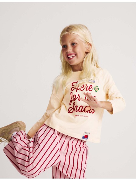 Marks & Spencer Top iz čistega bombaža s napisom "For The Snacks" (2–8 let) Marks & Spencer kremasta