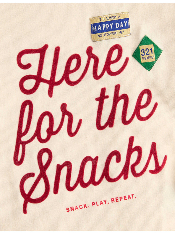 Marks & Spencer Top iz čistega bombaža s napisom "For The Snacks" (2–8 let) Marks & Spencer kremasta