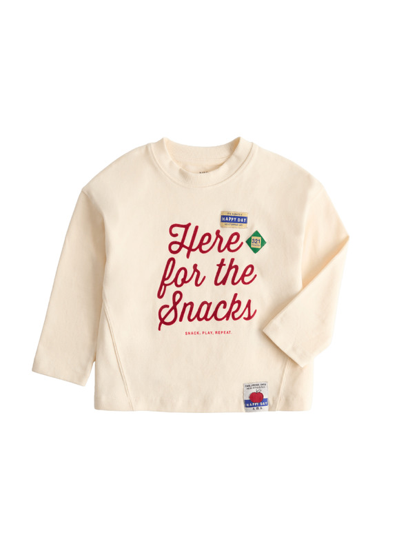 Marks & Spencer Top iz čistega bombaža s napisom "For The Snacks" (2–8 let) Marks & Spencer kremasta