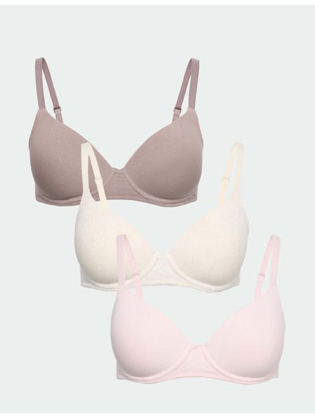 Marks & Spencer Komplet 3 navadnih nedrčkov s polnimi skodelicami in podložno žičko, velikost 4, velikost 4, s podložno žičko. A-E Marks & Spencer bež