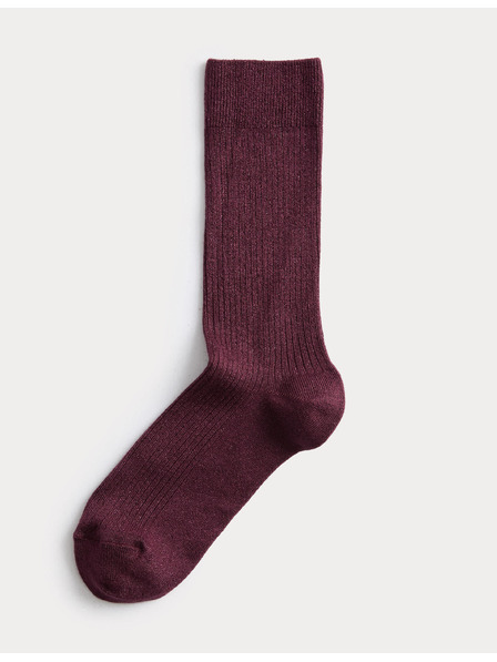 Marks & Spencer Cele rebričaste gleženjske nogavice Marks & Spencer rdeča