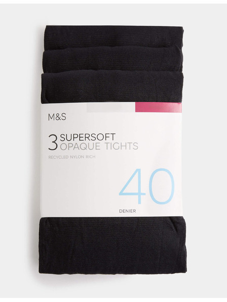 Marks & Spencer Matne extra fine nogavične hlačke, 40 denierov, 3 pari Marks & Spencer črna