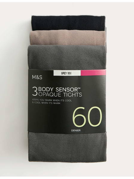 Marks & Spencer Nogavice Body Sensor™, 60 DEN, 3 pari v paketu Marks & Spencer siva
