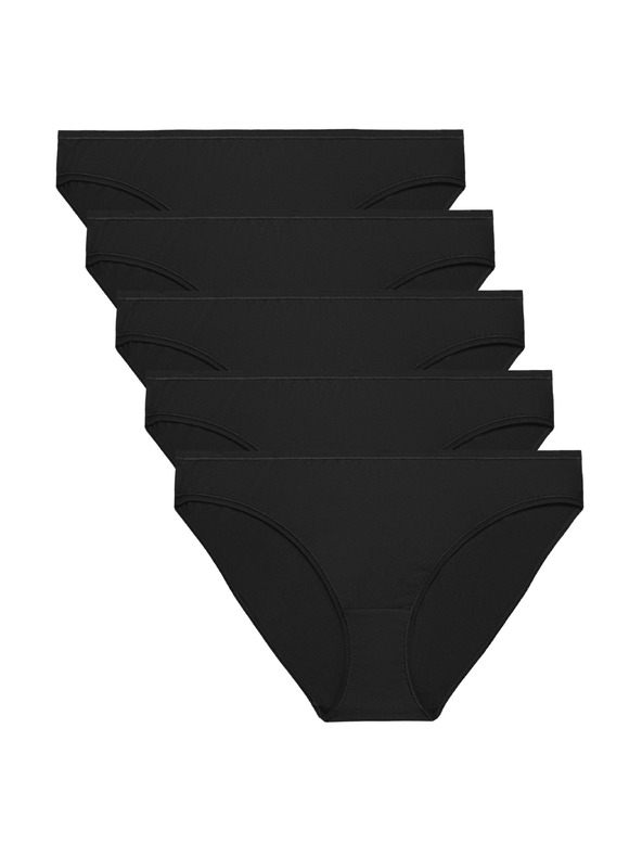 Marks & Spencer Nizko strižene bikini hlačke iz mikrovlakna, brez vidnih šivov, 5 kosov v paketu Marks & Spencer črna