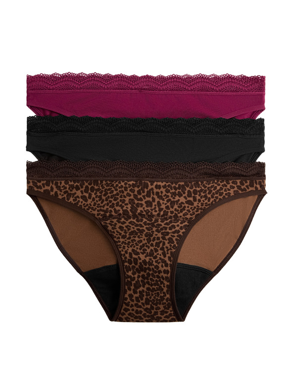 Marks & Spencer Menstruacijske bikinijske hlačke z visokim deležem bombaža, 3 kosi v pakiranju Marks & Spencer rjava