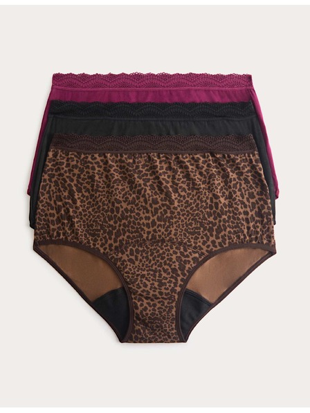 Marks & Spencer Visoko vpojne menstrualne hlačke z visokim pasom, 3 kosi Marks & Spencer rjava
