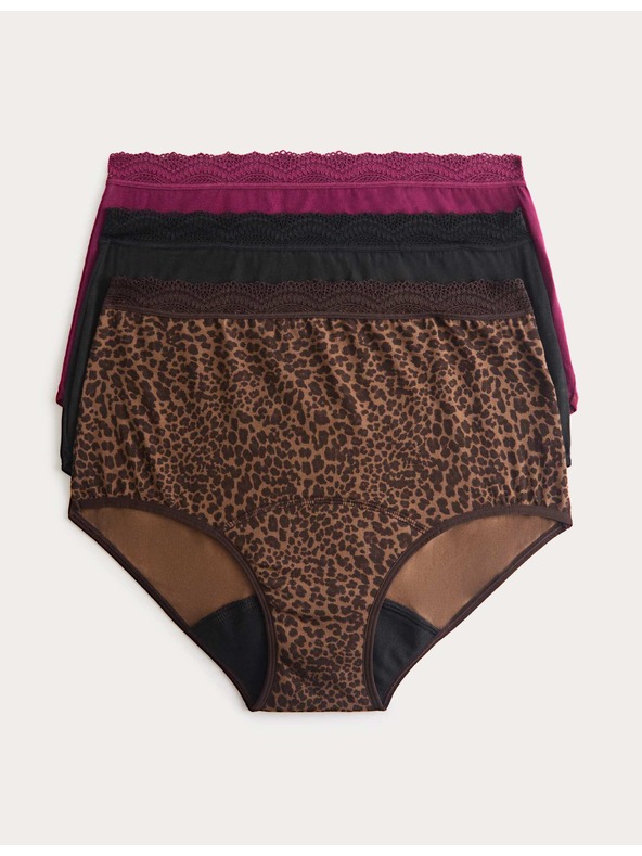 Marks & Spencer Visoko vpojne menstrualne hlačke z visokim pasom, 3 kosi Marks & Spencer rjava