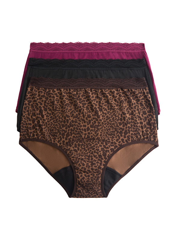 Marks & Spencer Visoko vpojne menstrualne hlačke z visokim pasom, 3 kosi Marks & Spencer rjava