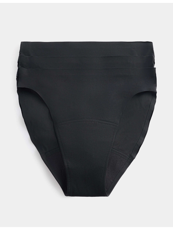 Marks & Spencer Visoko strižene menstruacijske hlačke z visoko absorpcijo brez vidnih robcev, 3 kosi Marks & Spencer črna