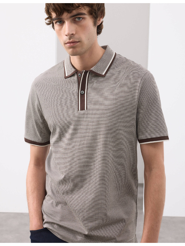 Marks & Spencer Žakardna polo srajca iz čistega bombaža Marks & Spencer rjava