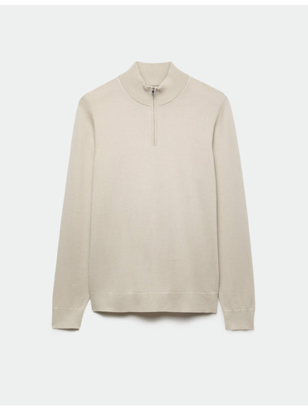 Marks & Spencer Pulover s kratkim zipom iz čiste izjemno fine merino volne Marks & Spencer bež
