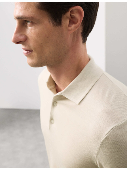 Marks & Spencer Polo majica iz čiste izjemno fine merino volne Marks & Spencer bež
