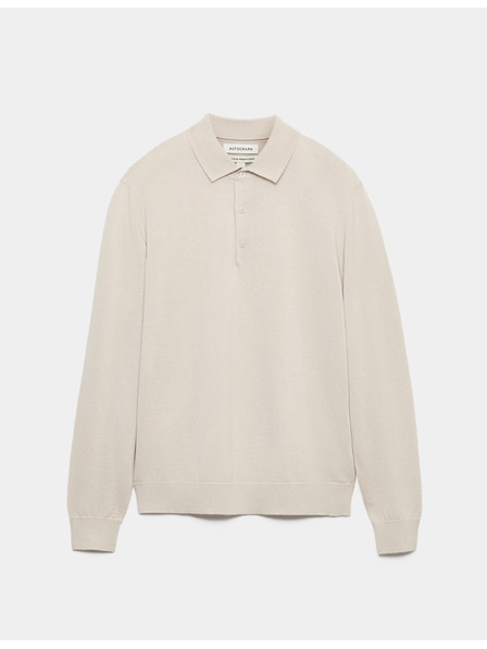 Marks & Spencer Polo majica iz čiste izjemno fine merino volne Marks & Spencer bež