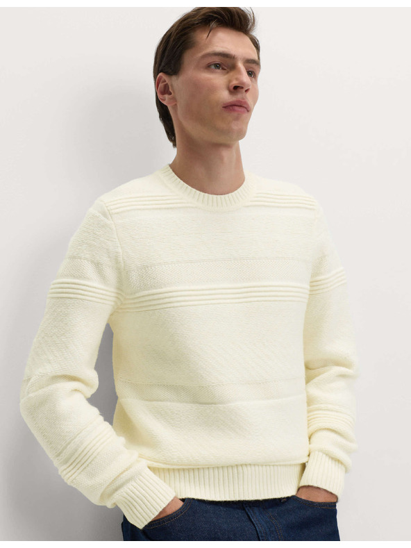 Marks & Spencer Teksturiran pulover z okroglim izrezom z volno Marks & Spencer kremasta