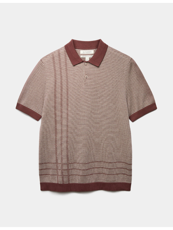 Marks & Spencer Pleteno bombažno polo majico klasičnega kroja Marks & Spencer rjava