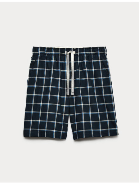 Marks & Spencer Čista bombaža tkana kariesta pižama s kratkimi hlačami Marks & Spencer mornarsko modra