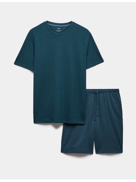 Marks & Spencer Pižama kompleta iz 100% bombaže z geometrijskim tiskom Marks & Spencer zelena