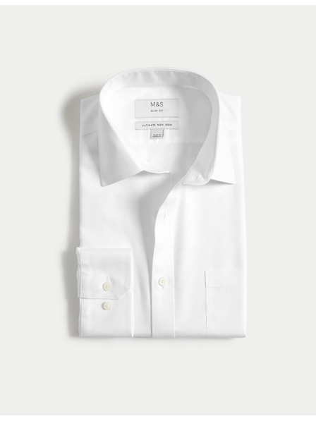 Marks & Spencer Srajca Ultimate ozkega kroja iz čistega bombaža z neglačno obdelavo Marks & Spencer bela