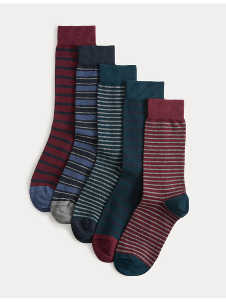 Marks & Spencer Prugaste nogavice s tehnologijo Cool & Freshfeet™, 5 parov Marks & Spencer večbarvne