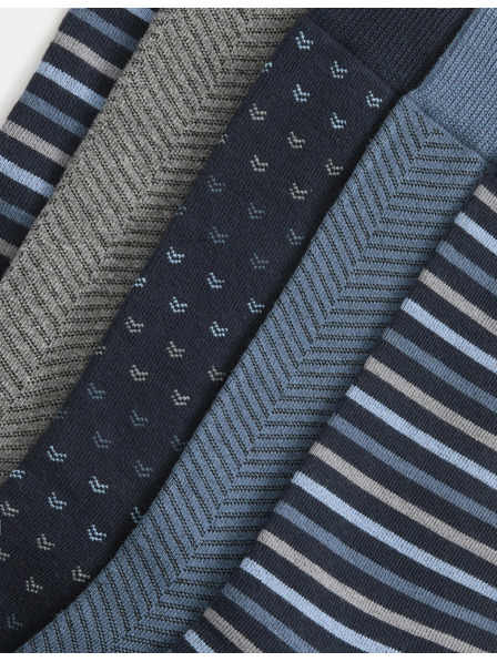 Marks & Spencer 5 parov nogavic Cool & Fresh™ z geometrijskim vzorcem in visokim deležem bombage Marks & Spencer modra