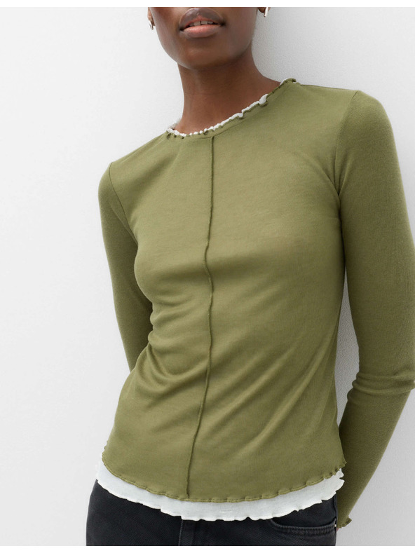 Marks & Spencer Dvoplastni top s volanskim robom Marks & Spencer zelena