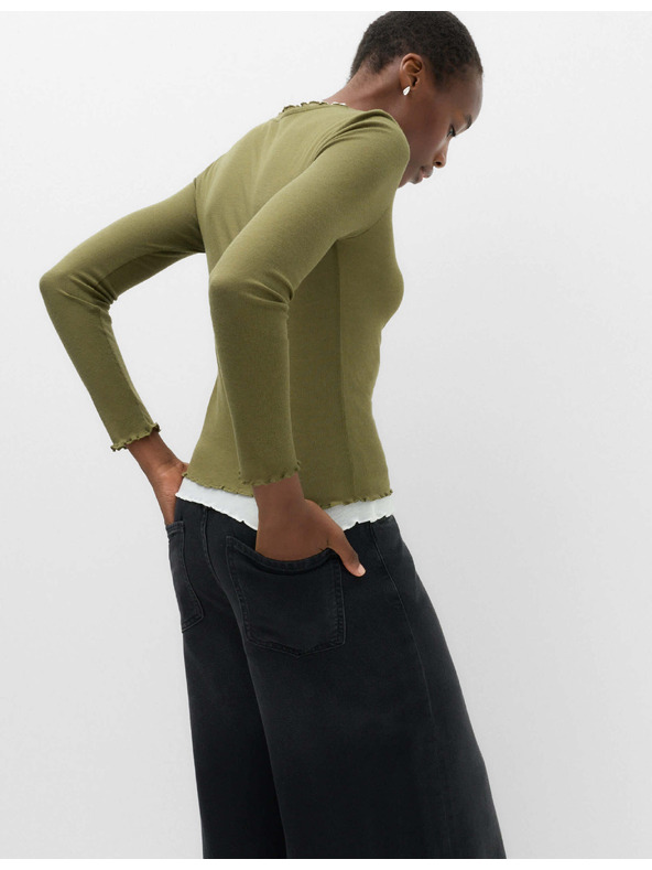 Marks & Spencer Dvoplastni top s volanskim robom Marks & Spencer zelena