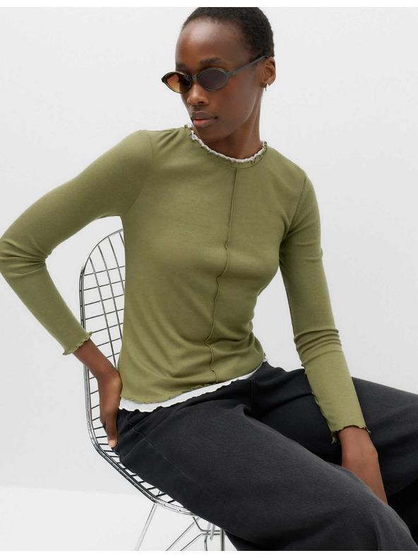 Marks & Spencer Dvoplastni top s volanskim robom Marks & Spencer zelena