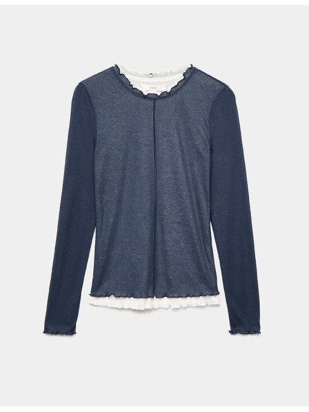 Marks & Spencer Dvoplastni top s volanskim robom Marks & Spencer mornarsko modra