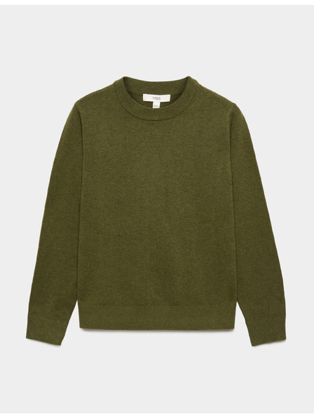 Marks & Spencer Pulover z izrezom ob vratu iz zračne preje Marks & Spencer zelena