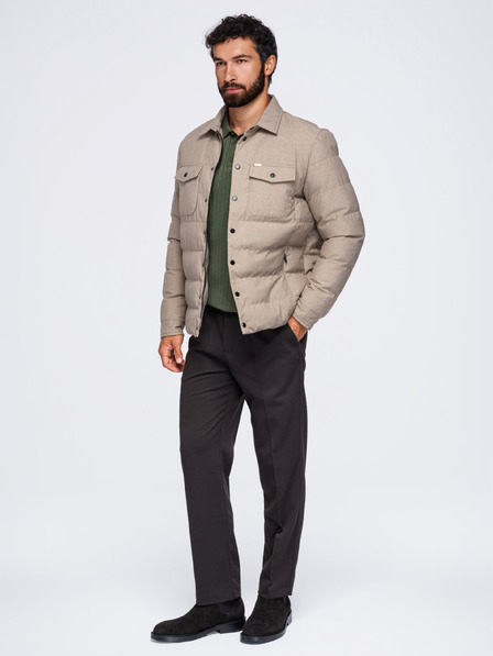 Ombre Clothing Moška prešivana srajčna jakna s klasičnim ovratnikom – črna V1 OM-JALP-0256 Ombre Clothing
