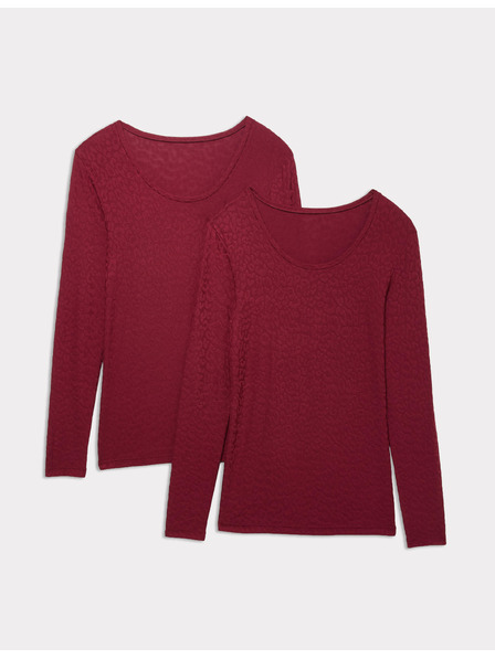Marks & Spencer Jakardna termoaktivna majica s tehnologijo Heatgen™, 2 kosa Marks & Spencer rdeča