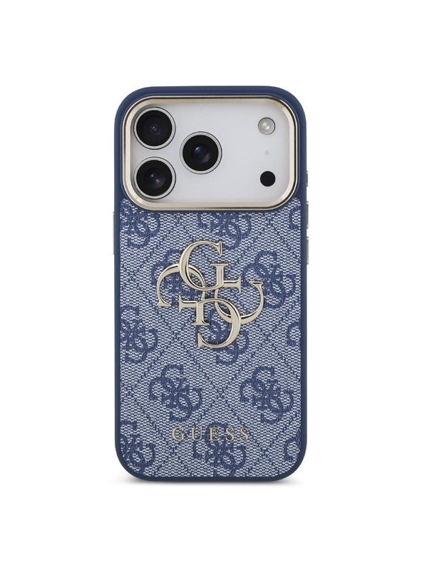 Guess Guess PU Leather 4G Metal Logo Gold Frame Zadnji Ovitek za iPhone 18 Pro Blue