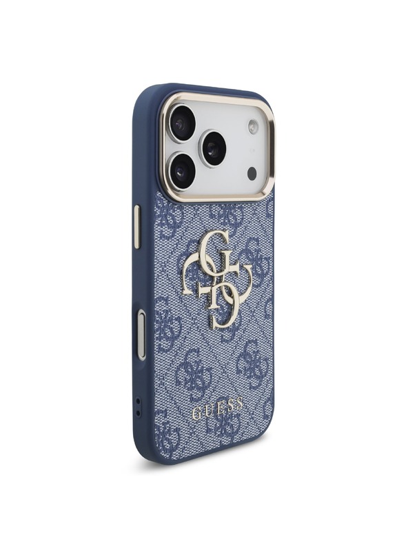 Guess Guess PU Leather 4G Metal Logo Gold Frame Zadnji Ovitek za iPhone 18 Pro Blue