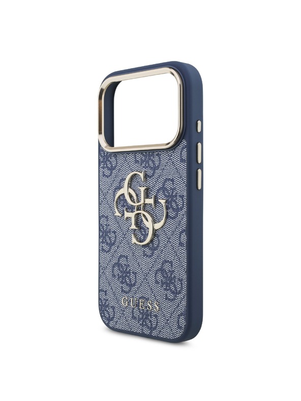 Guess Guess PU Leather 4G Metal Logo Gold Frame Zadnji Ovitek za iPhone 18 Pro Blue