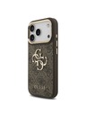 Guess Guess PU Leather 4G Metal Logo Gold Frame Zadnji Ovitek za iPhone 18 Pro Brown