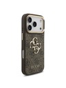 Guess Guess PU Leather 4G Metal Logo Gold Frame Zadnji Ovitek za iPhone 18 Pro Brown